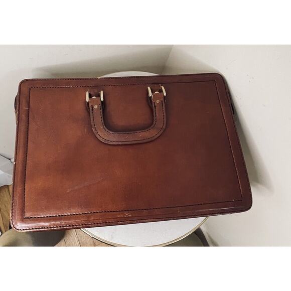 VTG 70s 80s Crouch & Fitzgerald Cognac Leather Document Holder Briefcase Wall St - Picture 13 of 16